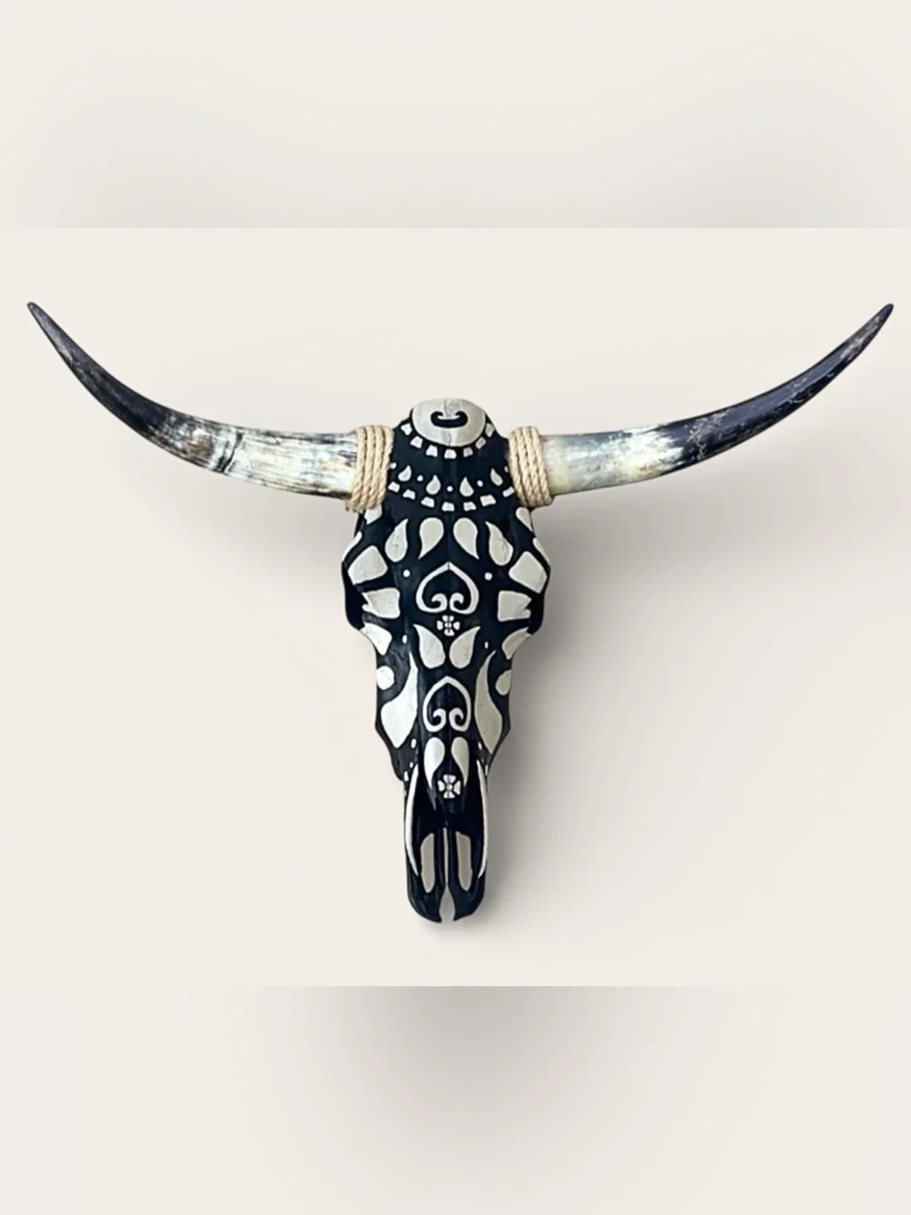 Hand Painted Paisley Cow Skull Wall Art Home Decor Boho Rustic Taxidermy
